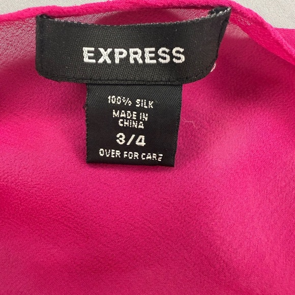 💖Y2K Express 100% Silk Fuchsia Floral Sheer Top - Size 3/4💖 - Picture 8 of 9